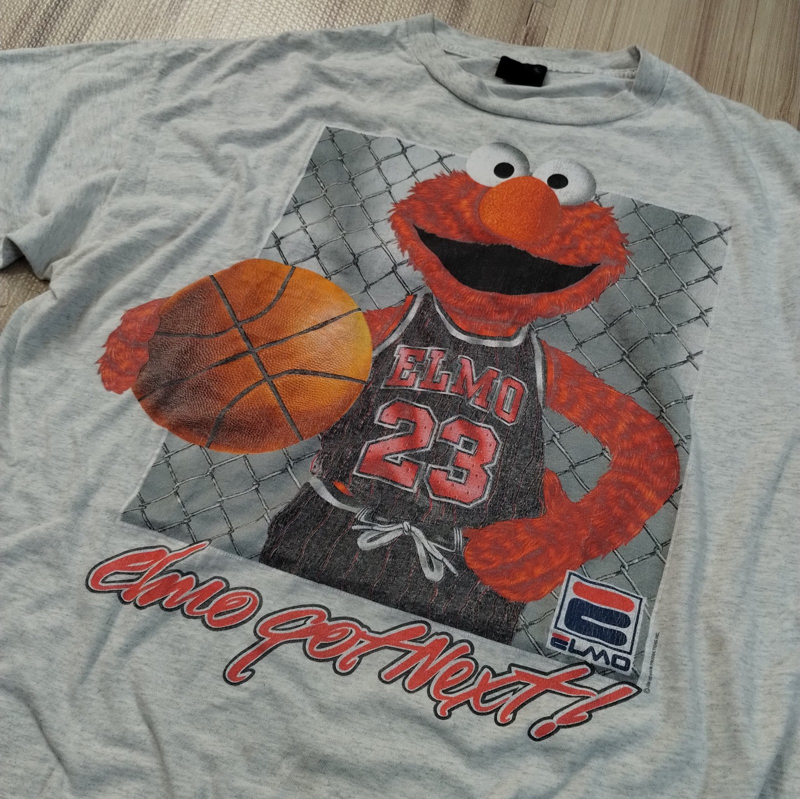 T shirt Elmo Vintage Rara Sesame Street Elmo Got Next Basketball Fila Logo XXL