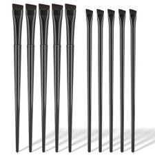 10 Pcs Angled Eyebrow Eyeliner Brush Set Tint Flat Black