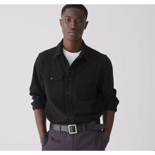 J. Crew Seaboard Soft-Knit Black Shirts with Camp Pockets Med BV899