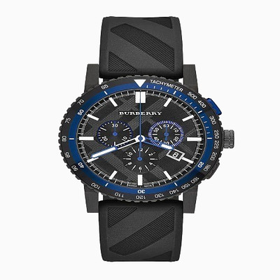 Brand New Burberry City BU9806 Chronograph Black Dial Rubber Band Men's 43 mm