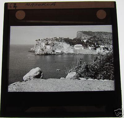 VINTAGE Magic Lantern Slide MALLORCA PUERTO BE SOLLER C1950 SPAIN 