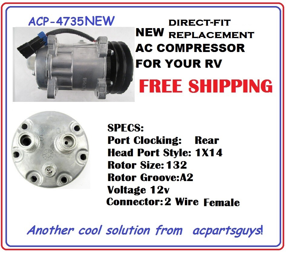 New Direct Fit Replacement AC Compressor for Sanden 7499 RV NEW SAEJ639 2  wire | eBay