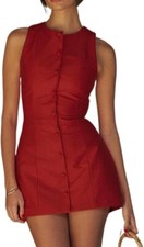Sleeveless Slim Fit Mini Dress - Red