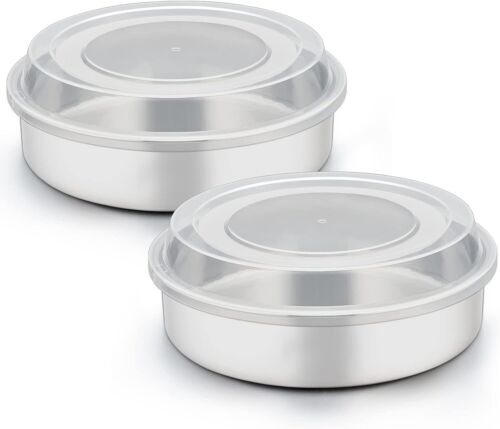 8 Inch Cake Pan, Stainless Steel Tiers Round Baking Cake Pans with Lids,Set of 4