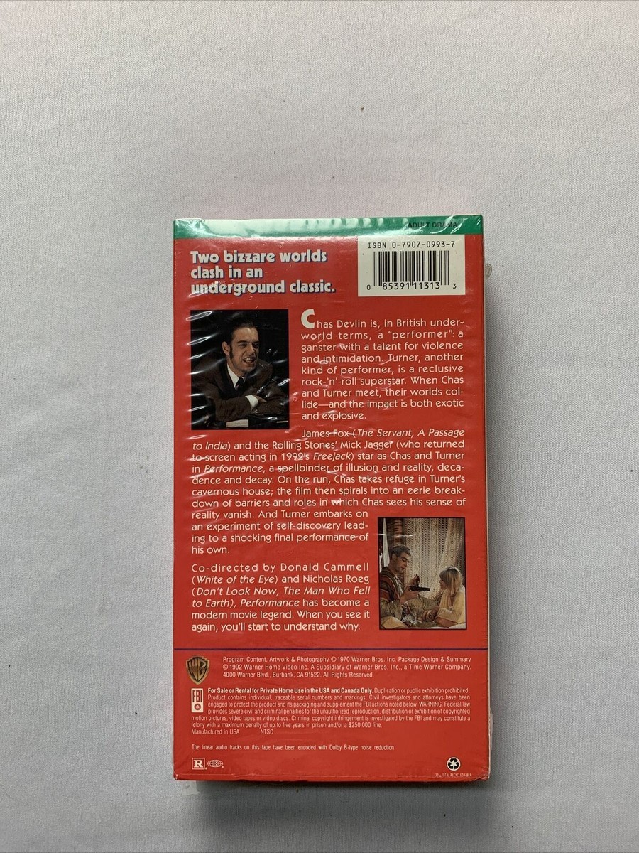 ダブルスコアVHS Performance VHS 1970 Starring James Fox Mick Jagger Anita