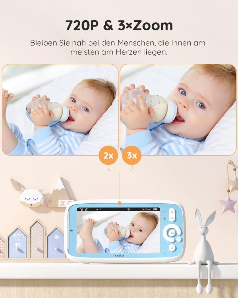 BOIFUN 5 Zoll 1080P Babyphone mit Kamera Nachtsicht Babyfon Babyfone ohne WLAN