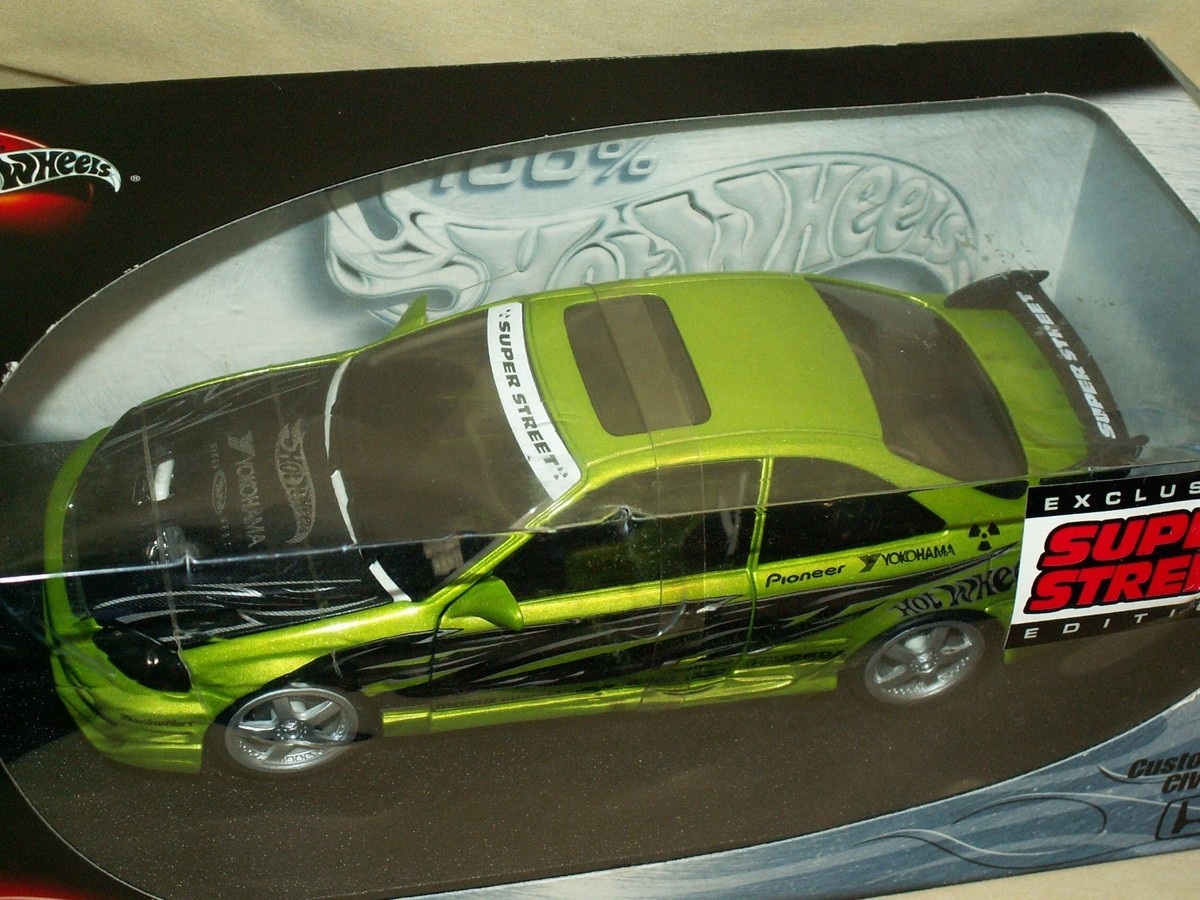 HONDA CIVIC SI SUPER STREET CUSTOM GREEN HOT WHEELS 100% 1