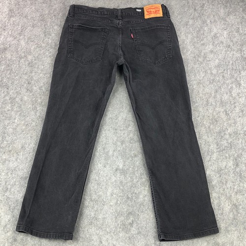 Levis Jeans Mens 36x30 (Actual 34x28) Black 514 Straight Mid Rise Stretch Faded - Picture 2 of 13