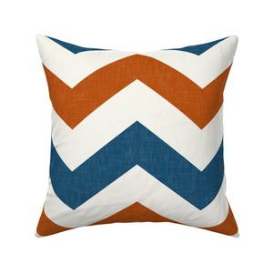 Rust Chevron Burnt Orange Blue Throw Pillow Cover W Optional
