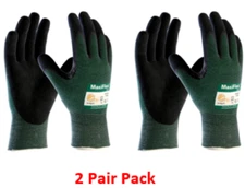 PIP ATG 34-8743 MaxiFlex Cut, Green Engineered Yarn, Black Gloves - 2 Pair Pack