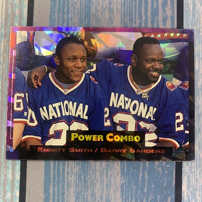 1993 Pro Set Power #1 Barry Sanders, Emmitt Smith Power Combos Purple Prizm SSP