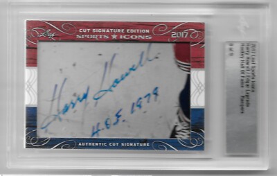 2017 Harry Howell/Edgar Laprade Leaf Sports Icons Dual Cut HHOF Auto #'d 8/9