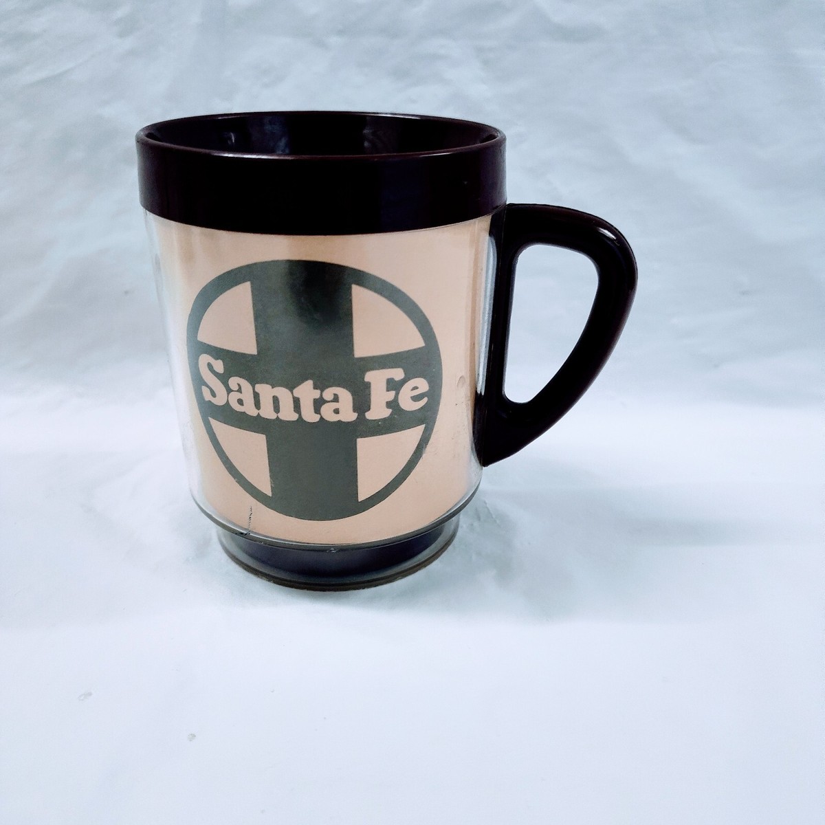 Vintage Thermo Serv Santa Fe Railroad Plastic Insulated Coffee Cup Mug
