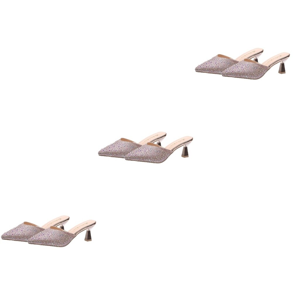 APL 3 paia sandali strass donna ciabatte estive tacco medio miss
