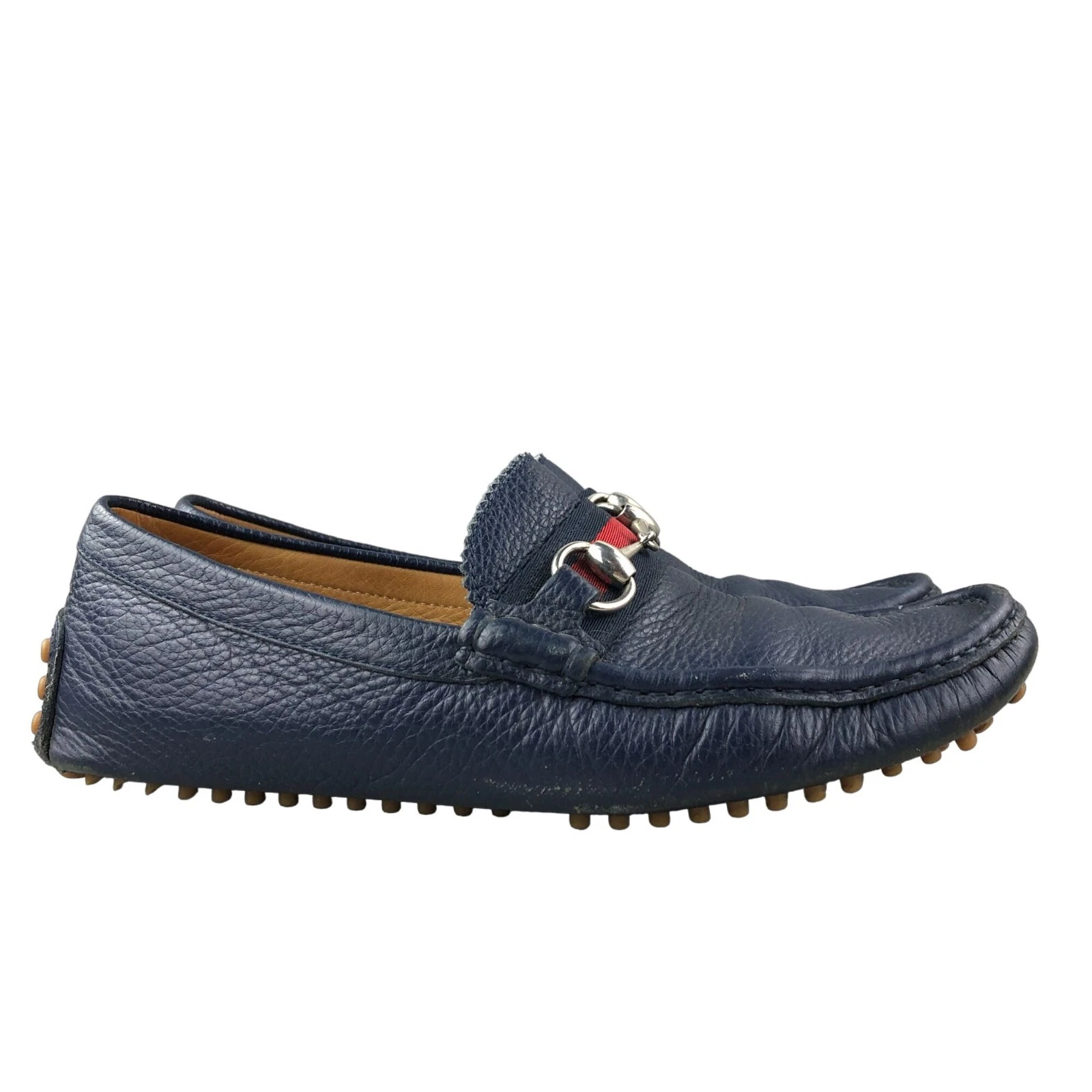 Mocassins de conduite à enfiler Gucci homme taille 6 cuir bleu marine Horsebit ITALIE