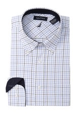 Nautica Checkered Classic Fit Dress Shirt,LIGHT BLUE PLAID, 16/16.5 34/35.