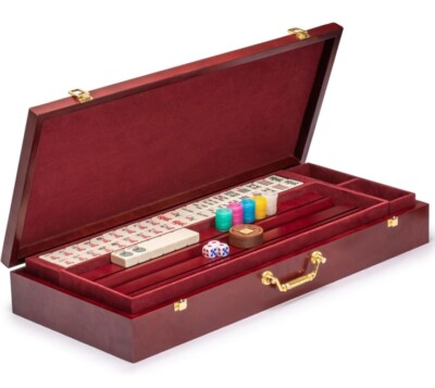 American Mahjong Set 166 Yellow Mountain Imports Classic Royale Wooden Case YMI