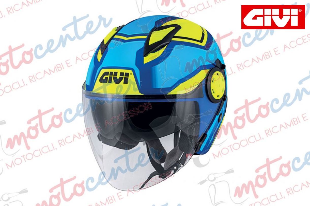 CASCO GIVI 12.3 JET STRATOS SHADE BLU METALIZZATO GIALLO TAGLIA L (60 Cm.)