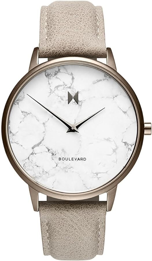 MVMT Women’s Boulevard Crescent Marble Face Leather Strap Watch MVMT Boulevard Beverly Marble Women main image 2