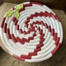 Artmark Christmas Peppermint Round Serving Platter Candy-cane 12"
