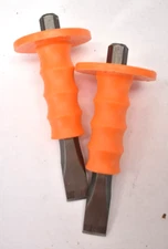 Lot of 2 Mayhew Handguarded Cold Chisel Tool 1" x 8" 10805 Orange Handle Grip