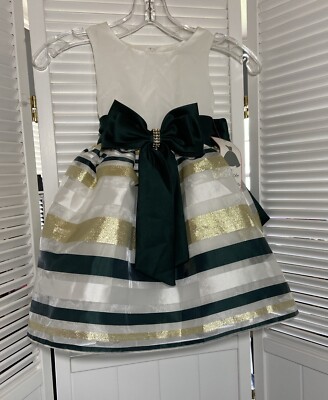 Rare Editions Girls 4 Hunter Green Multi Dress NWT Fit & Flare Sleeveless  Gown | eBay