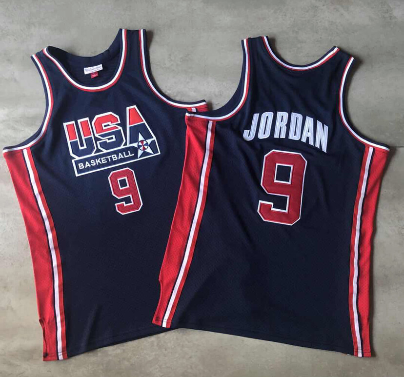 Dream team USA Michael Jordan Navy Blue 9 NBA basketball retro jersey