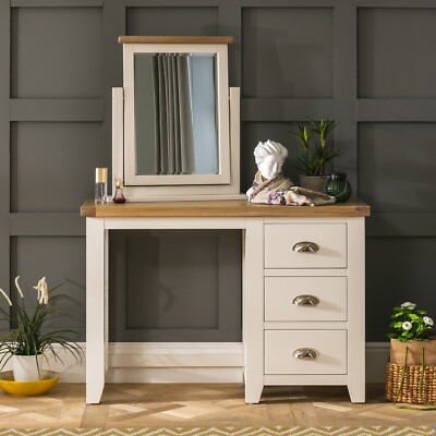 Dressing Table with Mirror set Cheshire Cream Pedestal Bedroom Furniture |  eBay UK