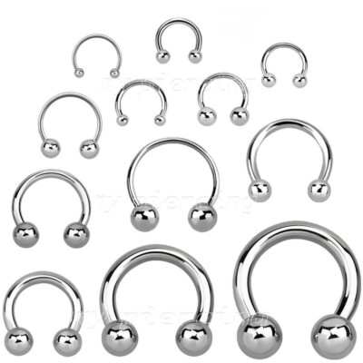 PAIR 20G 18G 16G 14G Steel Horseshoe Circular Ears Tragus Nipple Septum Labret 