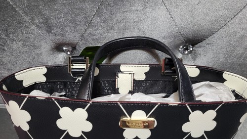 KATE SPADE JUNO GRANT ST Black Leather White Flower Short Handles Purse, NWT - Picture 5 of 14