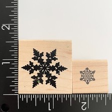 JudiKins and Double D Snowflake Wood Mounted Rubber Stamp Lot of 2