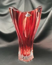 Crystal Glass Vase 12" Centerpiece Bud Vase Red Flower Bohemian Crystal Gift