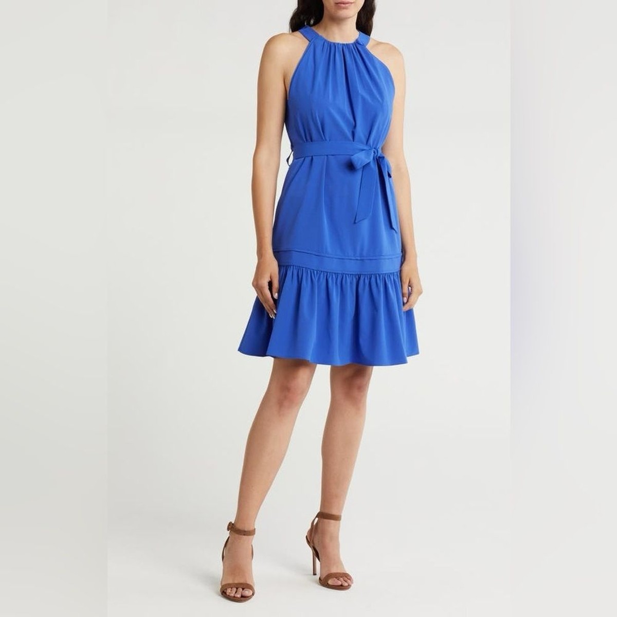 navy blue dress for baby girl Calvin Klein Short Sleeve Scuba Crepe A-Line Women's Dress Red : 12 main image 1