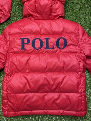 Polo Ralph Lauren フード付きジャケット 140レッド Polo Ralph Lauren Puffer Jacket Red Boys Size 5 American