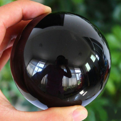 #ad 50mm Asian Rare Natural Black Obsidian Sphere Crystal Ball Healing Rainbow Stone $10.45