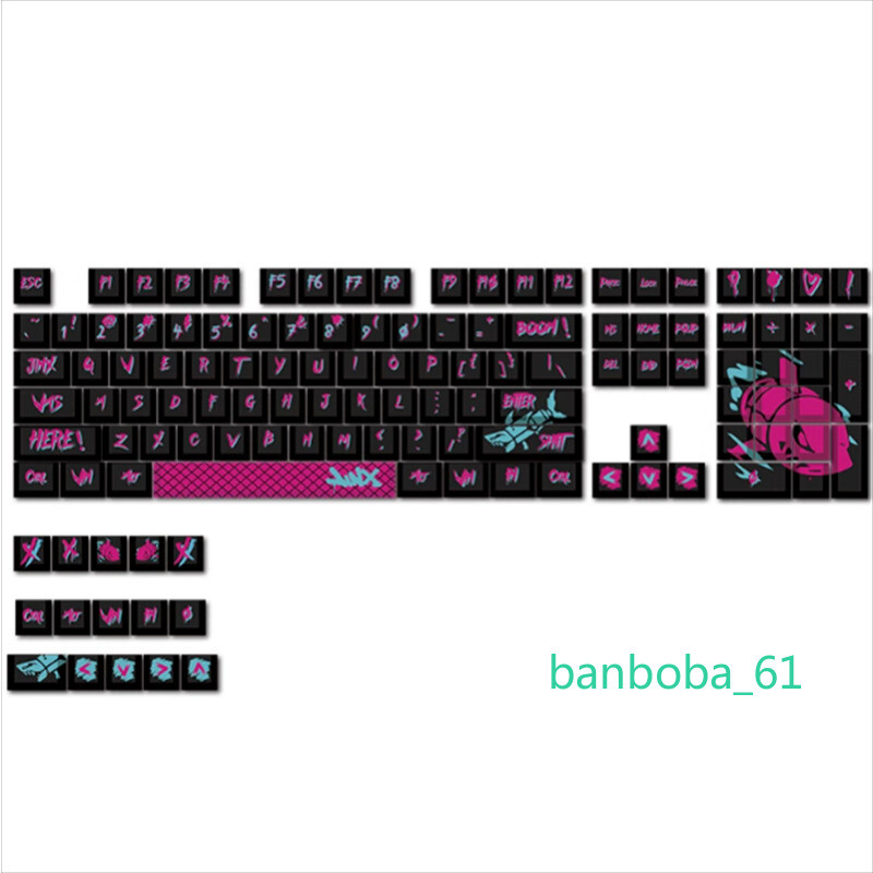 League of Legends Jinx PBT Keycaps for 108-Key Mechanical Keyboards