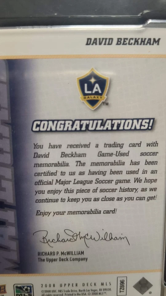 Upper Deck MLS MM-7 2008 David Beckham MLS Materials #/50 SGC 9 Foto 2 de 2