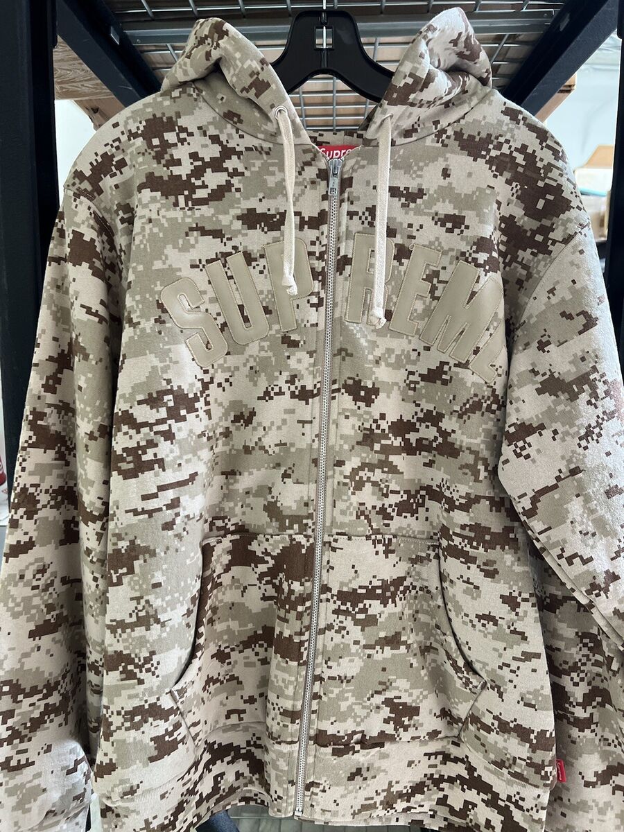 SUPREME FW17 ARC LOGO THERMAL ZIP-UP HOODIE SWEATSHIRT TAN SUPREME FW17 ARC LOGO THERMAL ZIP-UP HOODIE SWEATSHIRT TAN