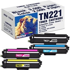 TN221 TN225 Toner Cartridge Set for Brother HL-3170CDW MFC-9340CDW 4 Pack 