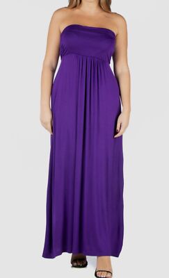 24seven Comfort Apparel Womens Purple Strapless Maxi Dress Plus Size 3X
