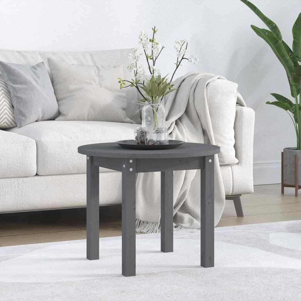 vidaXL Coffee Table Grey 脴 55x45 cm Solid Wood Pine