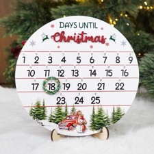 10.5'' Wooden Christmas Countdown Advent Calendar 2024 Day Until White Wood