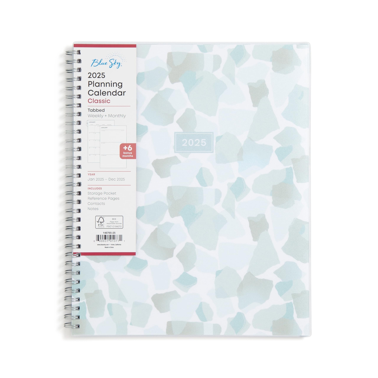 Blue Sky 2025 Weekly and Monthly Planner Calendar January 2025 - December 202...