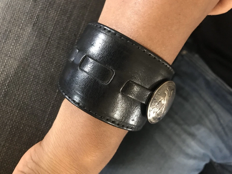 KING BABY - Half Dollar Coin Men’s Matte Gator Leather Cuff Bracelet - NWOT - Image 2 of 4