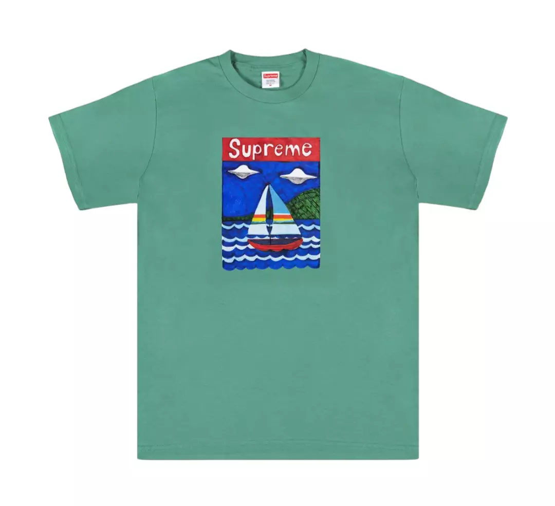 Neuf ! T shirt voilier Supreme S/S 20 (sarcelle poussiéreuse) grand