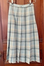Vtg 90s Pendleton Pleated Maxi Skirt Academia Sz 6 Made in USA Aqua Sky Blue Tan