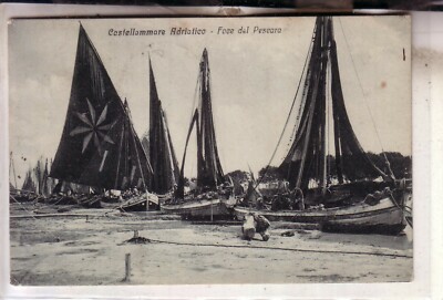 POSTCARD CASTELLAMMARE ADRIATICO PESCARA TRAVELLED 1922 MOUTH BOATS BEAUTIFUL