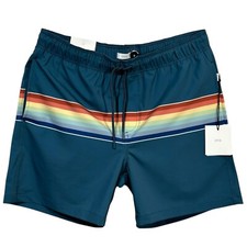 Onia Men  s Lined Swim Trunks Size M 32X6 Deep Teal Quick Dry Mid-thigh Adjust