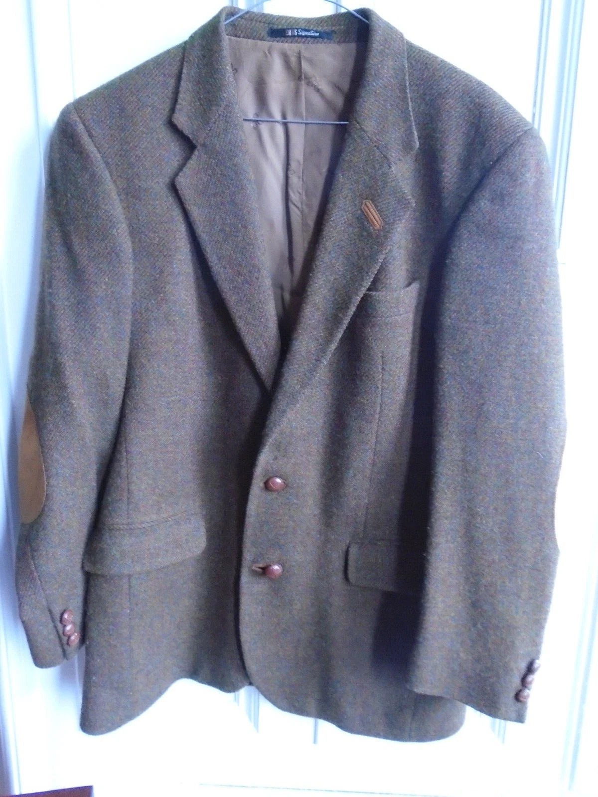 Mens DAKS London Signature Brown Tweed Wool Jacket Blazer Size 40R, Excel Cond