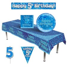 Boys Blue Age 5th Birthday Decorations Balloons Banners Bunting Napkin Tableware